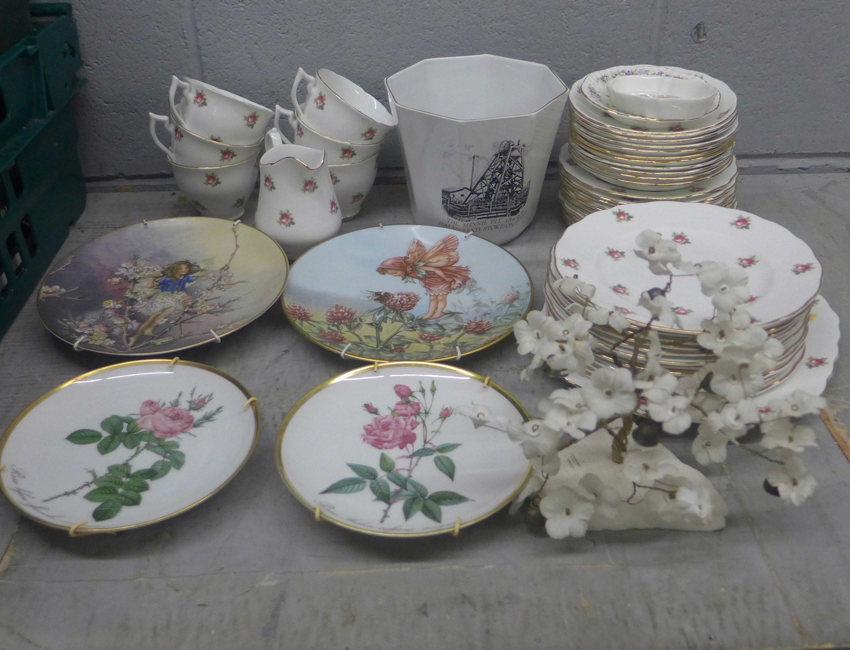 A collection of Melba Rose china, a mining related pot, limited edition, a Prosperity tree,