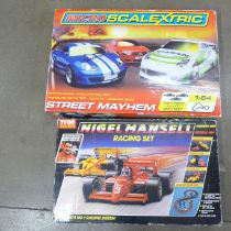 Two model motor racing games, Tyco Nigel Mansell and Micro Scalextric Street Mayhem