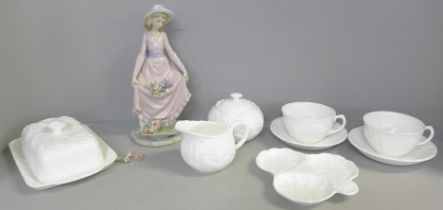 A Lladro figure, flowers a/f, and a Wedgwood Countryware tea for two set **PLEASE NOTE THIS LOT IS