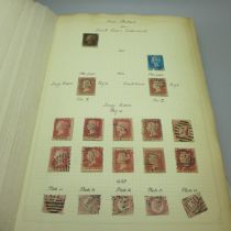 Stamps; an album of GB postage stamps, including Penny Black, a Two Pence Blue, Penny Reds, (