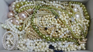 A collection of mixed pearl necklets and bracelets