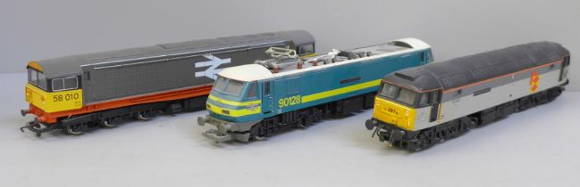 Three Hornby OO gauge model diesel locomotives