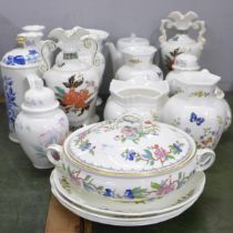 A collection of Aynsley including vases, a Royal Worcester Evesham coffee pot, an Aynsley tureen,