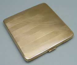 A 9ct gold cigarette case with engine turned design, internal inscription dated 1953, 80g, 8.2cm x
