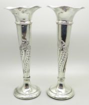 A pair of silver vases, Birmingham 1905, 18cm