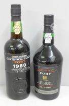 Two bottles of Port, Cockburn's Late Bottled Vintage, 1980 and Finest Reserve Port **PLEASE NOTE