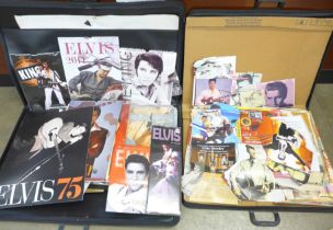Two artist's portfolios with Elvis Presley calendars and scraps
