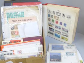 Stamps; a box of stamps, covers, etc.