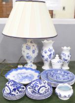 Aynsley Elizabeth Rose vases, a similar pattern table lamp, Copeland Spode bird plates and other