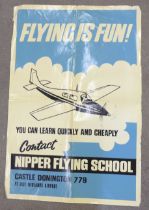 A vintage poster, Flying is Fun, Nipper Flying School, Castle Donington