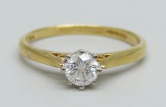 An 18ct gold and diamond ring, 0.33ct, 2.5g, N/O