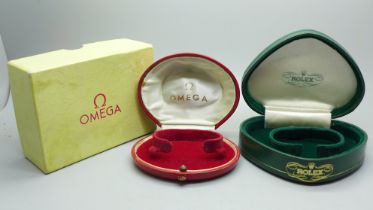 Two lady's wristwatch boxes, Rolex and Omega