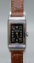 A lady's Jaeger-LeCoultre Reverso wristwatch, inscription to reverse 'DMS'