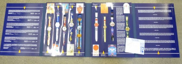 A Historical Centenary Collection Olympic Games Swatch wristwatches, nine watches in original