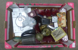 A collection of assorted items including a glass dish, pewter, silver plate, etc. **PLEASE NOTE THIS