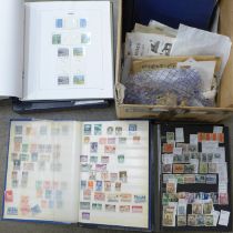 Stamps; a box of stamps, covers, etc., loose and in album