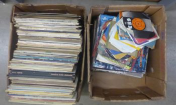 Two boxes of LP records and singles including many comedy **PLEASE NOTE THIS LOT IS NOT ELIGIBLE FOR