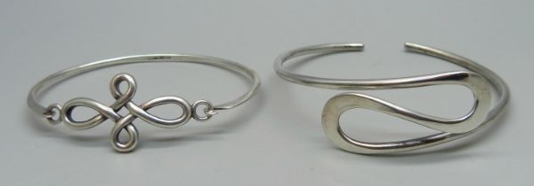 Two silver bangles, 20.7g