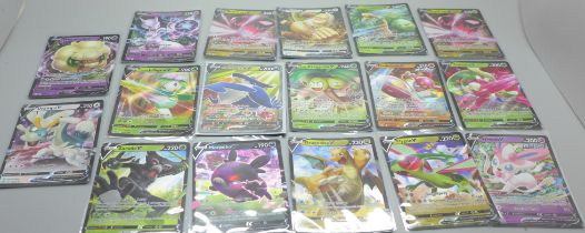 Seventeen holographic Pokemon V cards