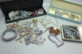 Paste set jewellery, some boxed