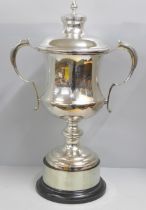 A large silver plated trophy, with Nottingham Angling inscription