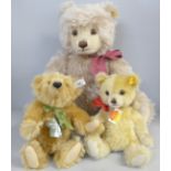 Three Steiff Teddy bears, including a Harrods Steiff musical bear