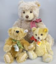 Three Steiff Teddy bears, including a Harrods Steiff musical bear