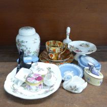 A collection of china including a Burtondale Imari trio, Crown Staffordshire and three items of