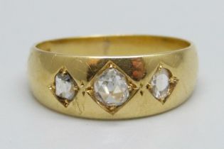 An 18ct gold, rose cut diamond ring, Chester, 1880, 3.9g, O