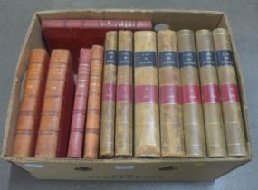 A box of books, mid 19th Century L'ami Des Sciences, volumes 1-4, 6-8 and early 20th Century, La