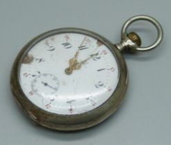 An Omega .800 silver pocket watch, dial a/f