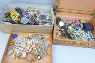 Two boxes of costume jewellery