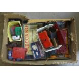 A box of Meccano and steam engine parts **PLEASE NOTE THIS LOT IS NOT ELIGIBLE FOR POSTING AND