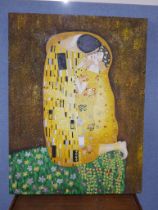 After Gustav Klimt, The Kiss, mixed media, unframed