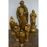 A set of six French gilt painted religious figures