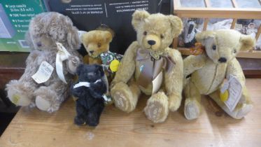 A collection of Teddy bears, including Merrythought, Deans, etc.