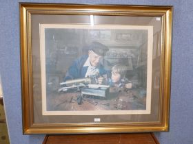 A signed limited edition David Shepherd print, Grandpa's Workshop, framed
