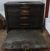 An early 20th Century stained pine engineer's tool box