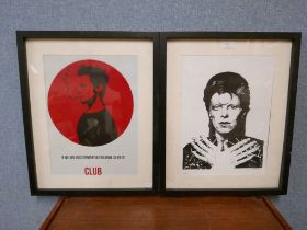 B. Mannis, print of David Bowie and a Fight Club film print, framed