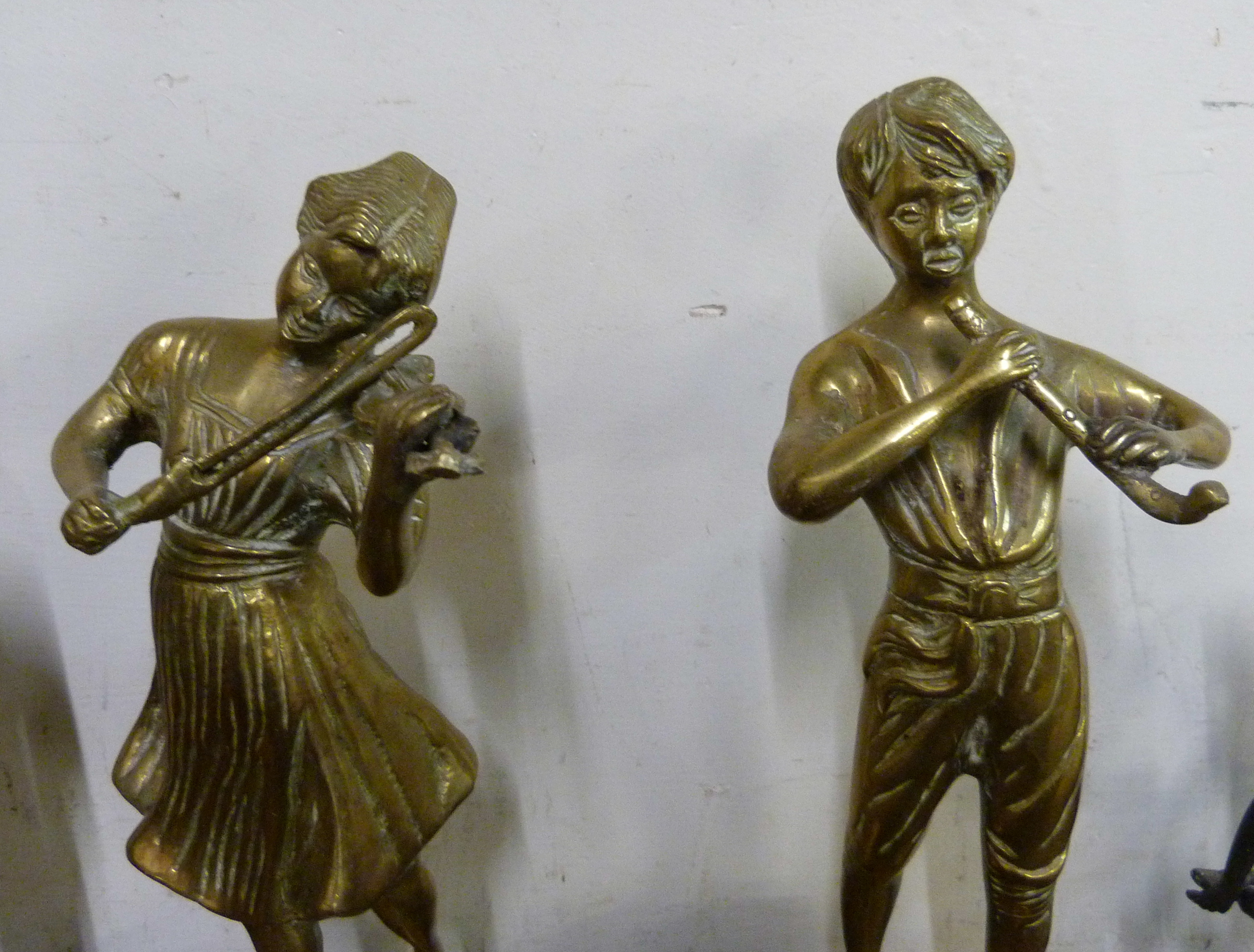 A pair of figures of musicians on wooden bases and two other figures of a lady and a knight - Image 2 of 6