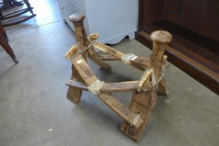 An African wooden camel stool