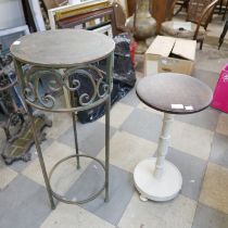 A French metal jardiniere stand and one other