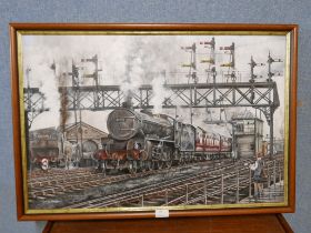 David Wright (20th Century), Spotter at North -Derby Railway Station, oil on board, framed