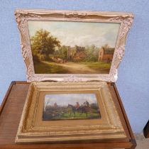 E. Crosland, rural landscape, oil on canvas, framed