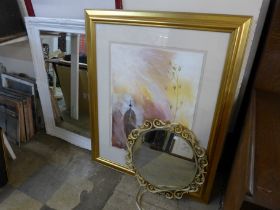 A contemporary still life, mixed media and two mirrors