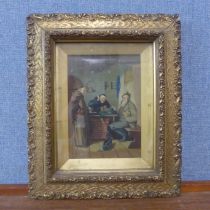 German School (19th Century), interior scene, oil on canvas, framed