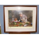 A signed limited edition David Shepherd print, Granny's Kitchen, framed