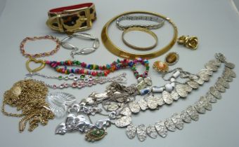 Designer costume jewellery including Trifari earrings, Sarah Coventry, Monet, Oasis, etc.