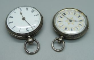 Two silver fob watches