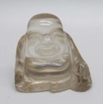 A carved rock crystal Buddha, 4cm